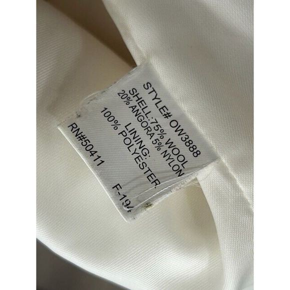 Oscar de la Renta Womens Fleece Jacket Button Down Wool Angora Cream Size 16 - Picture 9 of 16